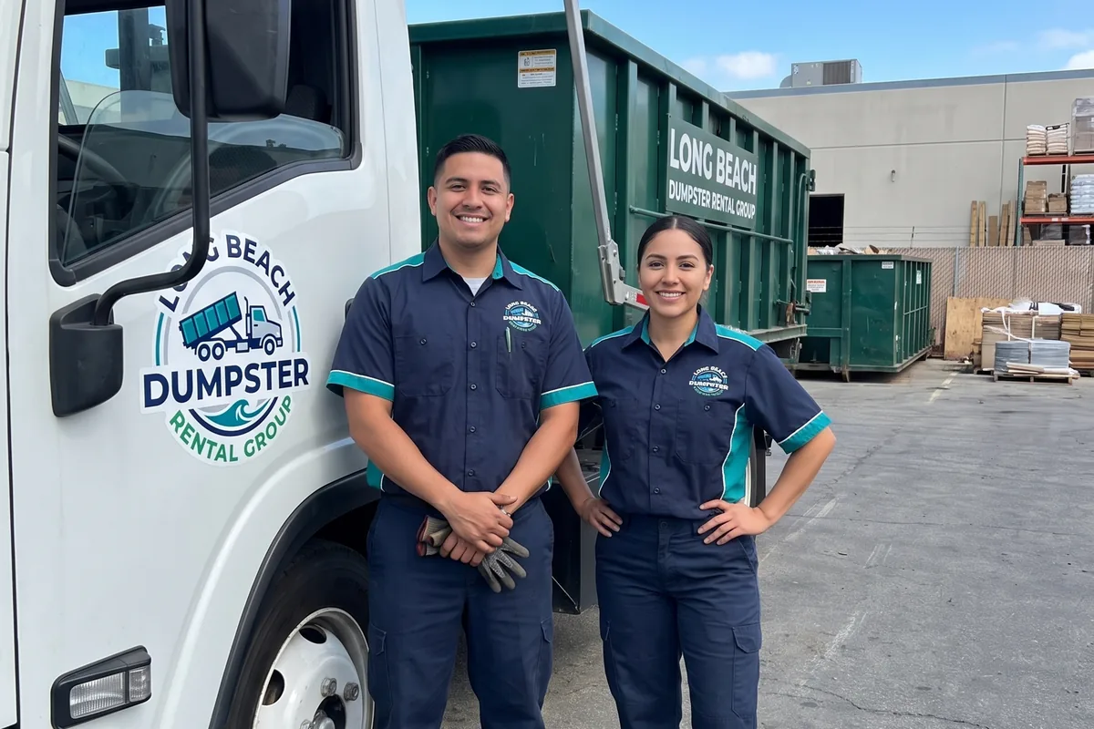 Commercial dumpster rental serviced by the Long Beach Dumpster Rental Group team